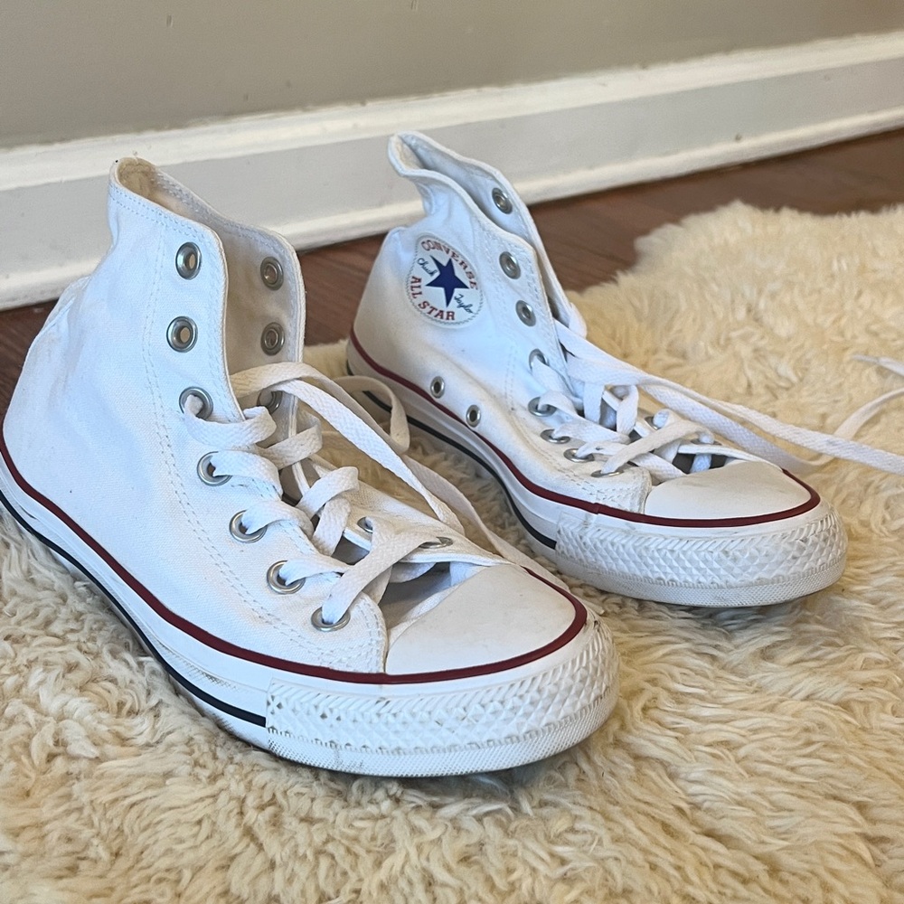 Converse White High-Top Sneakers sz 8 women